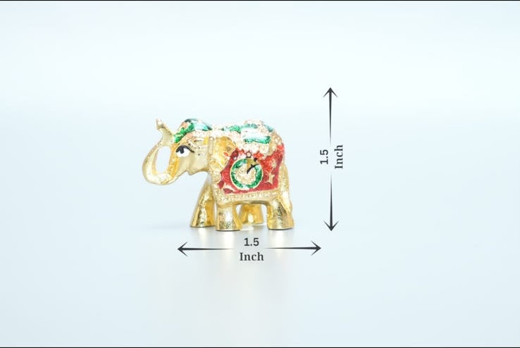 1 Inch Gajlakshmi Hathi - Gold, Green & Red