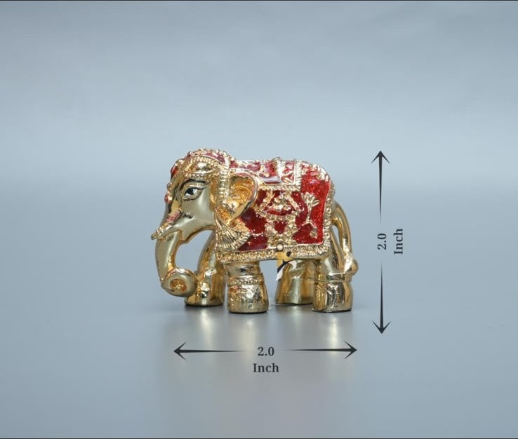 2 Inch Gajlakshmi Hathi - Gold & Red (B)