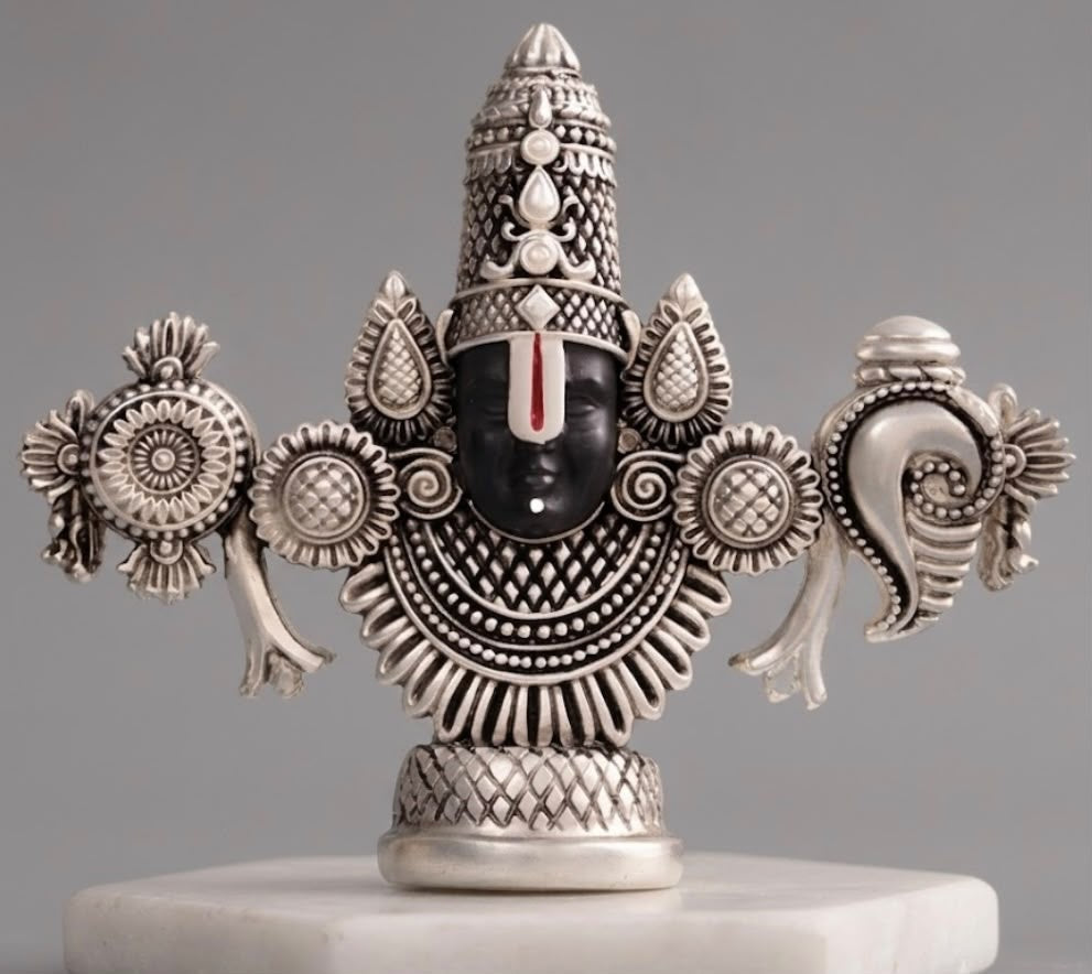 Balaji Oxidised Statue - Silver & Black - 10 Inch