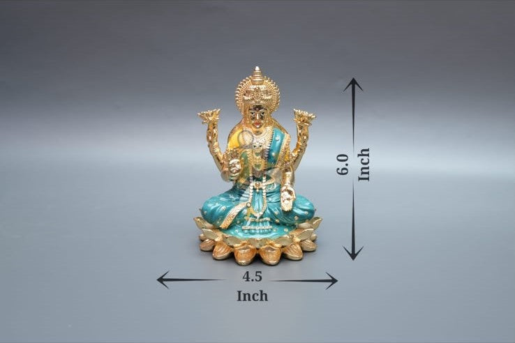 Dhanlakshmi Murti - 6Inch - Blue & Gold