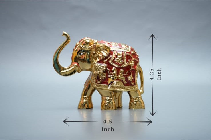 Gaj Lakshmi Hathi - 4.25 Inch - Red & Gold