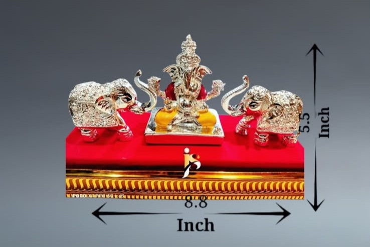 Ganesha - Gajlakshmi Hathi Set - 5.5Inch (Silver) (B)