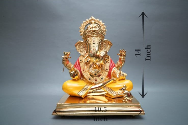 Ganpati Dagdusheth Murti - 14Inch (Yellow & Gold)