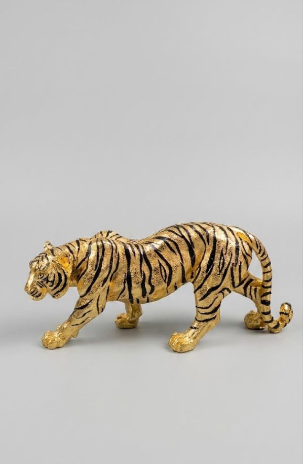 Gold Plated Tiger Figurine - 14 Inch
