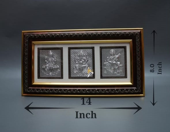 Lakshmi Ganesh Saraswati - No. 1 Triple Brown Frame