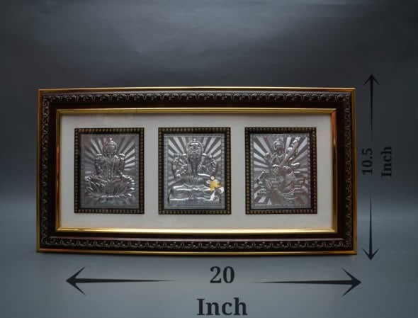 Lakshmi Ganesh Saraswati - No. 2 Triple Brown Frame