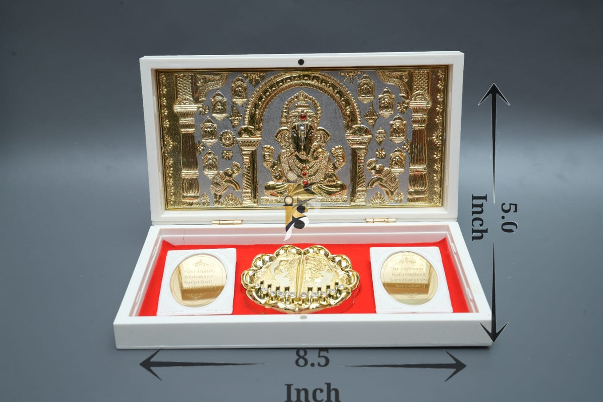 Lord Ganesha - Large Mantra Peti - White