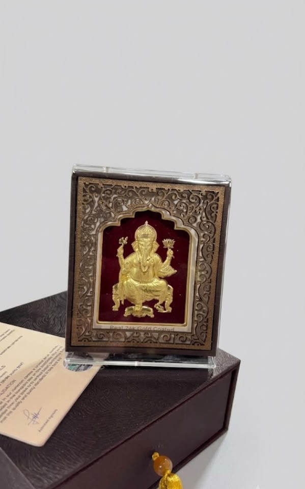 Real 24k Gold Coated Frame - Lord Ganesha - Premium Edition - 3 Inch