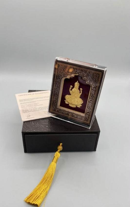 Real 24k Gold Coated Frame - Lakshmi Ji - Premium Edition - 3 Inch