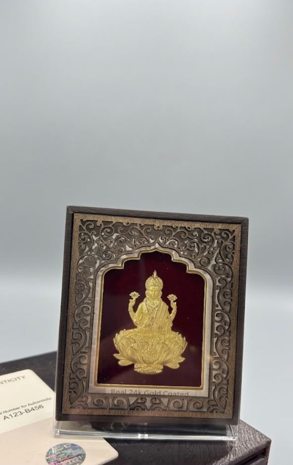 Real 24k Gold Coated Frame - Lakshmi Ji - Premium Edition - 3 Inch