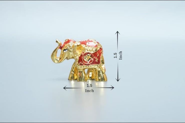 1 Inch Gajlakshmi Hathi - Gold & Red
