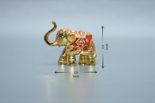 2 Inch Gajlakshmi Hathi - Gold & Red (A)