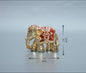 2 Inch Gajlakshmi Hathi - Gold & Red (B)