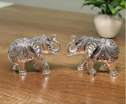 Antique Hathi Gajlakshmi - Silver - 3 Inch