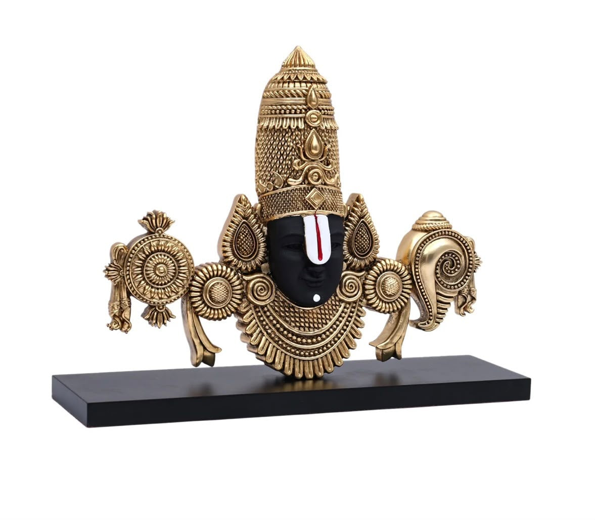 Balaji Oxidised Statue - Gold & Black - 10 Inch
