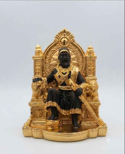 Chhatrapati Shivaji Maharaj Statue - 10 Inch (Gold & Black)