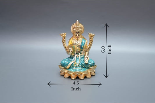 Dhanlakshmi Murti - 6Inch - Blue & Gold