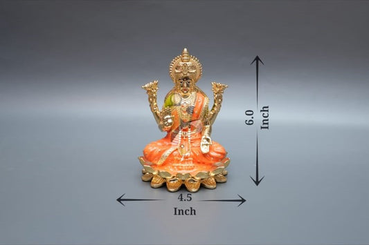 Dhanlakshmi Murti - 6Inch - Gold & Orange