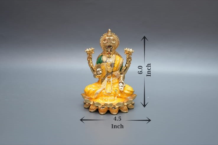 Dhanlakshmi Murti - 6Inch - Gold & Yellow