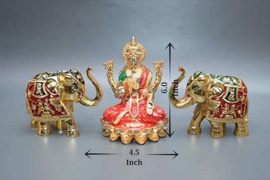 Dhanlakshmi Murti - 6Inch - Red & Gold