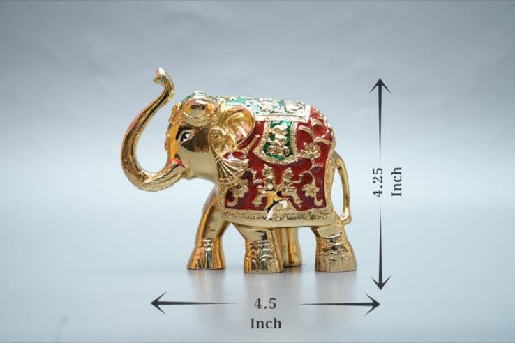 Gaj Lakshmi Hathi - 4.25 Inch - Green-Red-Gold