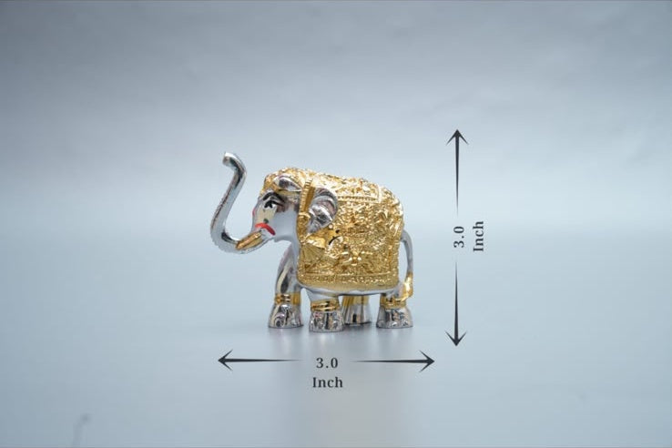 Gaj Lakshmi Hathi - 6 Inch - Silver & Gold