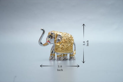 Gaj Lakshmi Hathi - 6 Inch - Silver & Gold