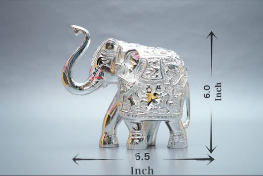 Gaj Lakshmi Hathi - 6 Inch - Silver Plain
