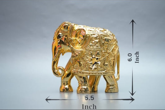 Gaj Lakshmi Hathi - 6 Inch - Gold Plain