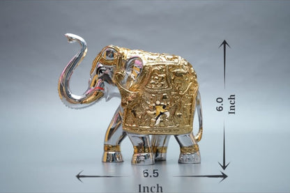 Gaj Lakshmi Hathi - 6 Inch - Silver & Gold