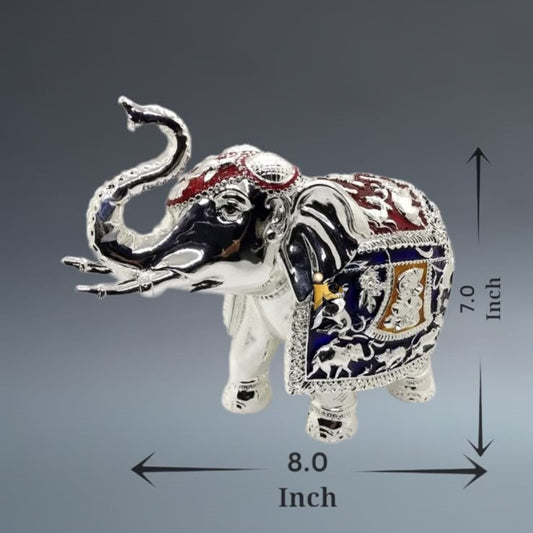 Gaj Lakshmi Hathi - 7 Inch - Silver & Red-Blue