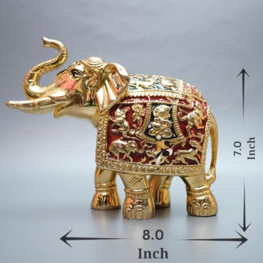 Gaj Lakshmi Hathi - 7 Inch - Gold & Red-Green