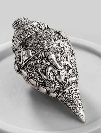 Ganesh Shank Silver Plate - 5 Inch