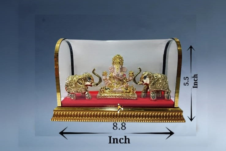 Ganesha - Gajlakshmi Hathi Set - 5.5Inch (Gold)