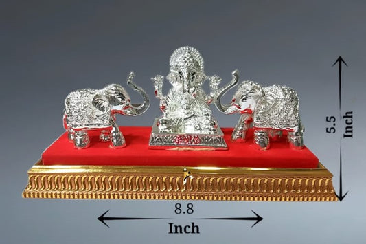 Ganesha - Gajlakshmi Hathi Set - 5.5Inch (Silver)