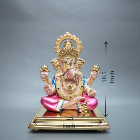 Ganpati Dagdusheth Murti - 10.5Inch (Pink Blue)