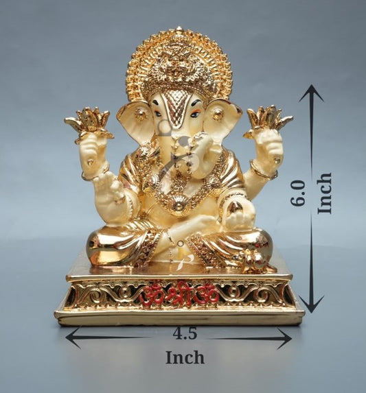 Ganpati Dagdusheth Murti - 6Inch (White & Gold)