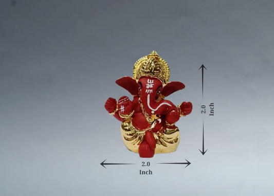 Ganpati For Car - 2x2Inch (Red)