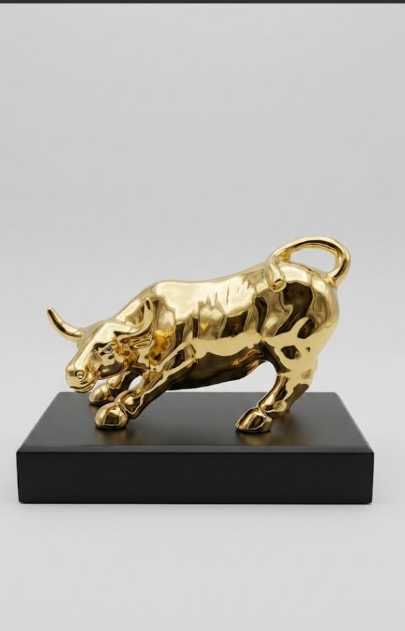 Gold Plated Bull Figurine - 5 Inch
