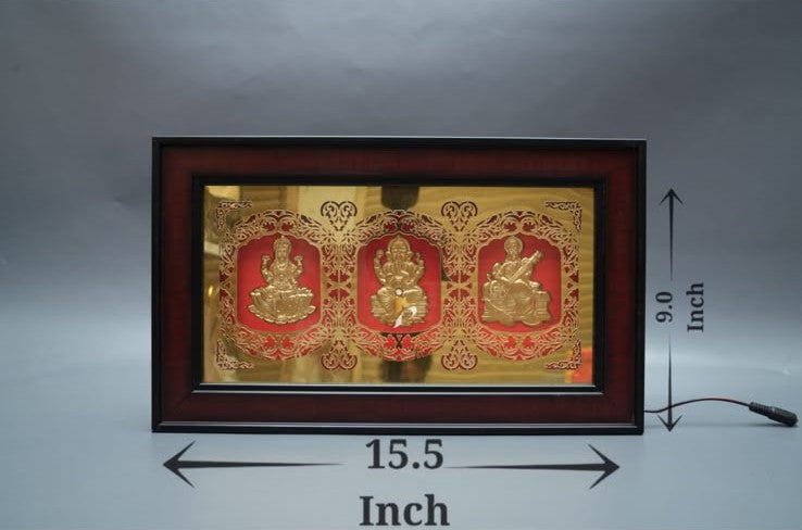 Lakshmi Ganesh Saraswati Ji - No. 1 Triple Gold LED