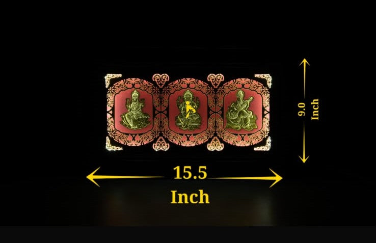 Lakshmi Ganesh Saraswati Ji - No. 1 Triple Gold LED