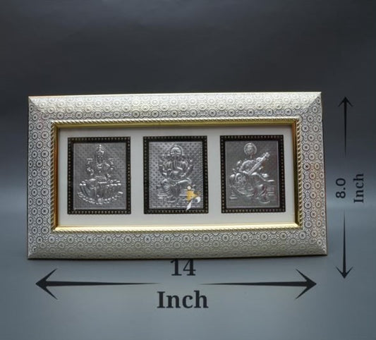 Lakshmi Ganesh Saraswati - No. 2 Triple White Frame