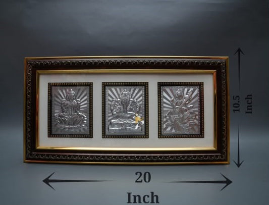 Lakshmi Ganesh Saraswati - No. 2 Triple Brown Frame