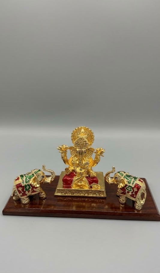 Lord Ganesh & Gajlakshmi Hathi Set - 4 Inch