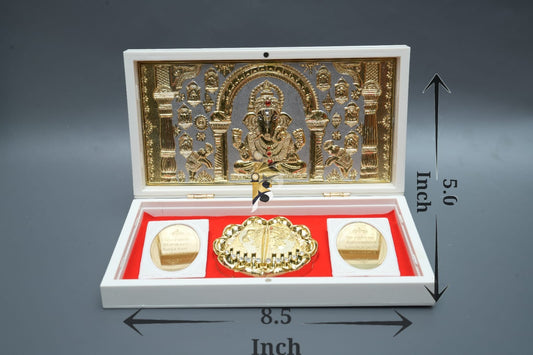 Lord Ganesha - Large Mantra Peti - White