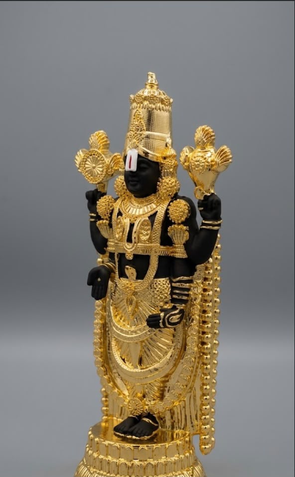 Lord Venkateshwar Murti - Gold & Black