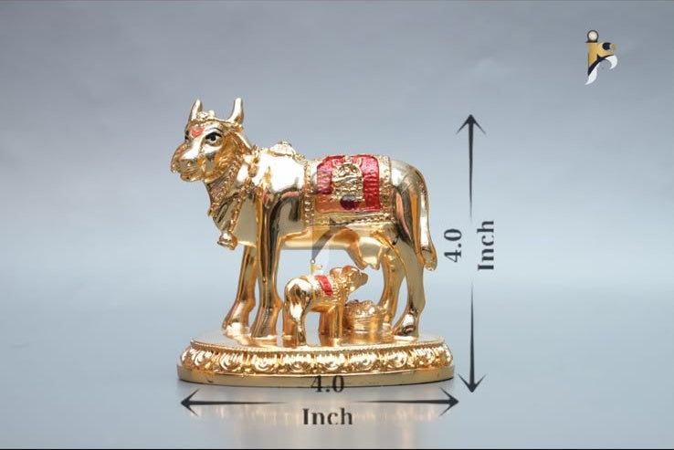 Oval Cow - 4 Inch (Gold Red)
