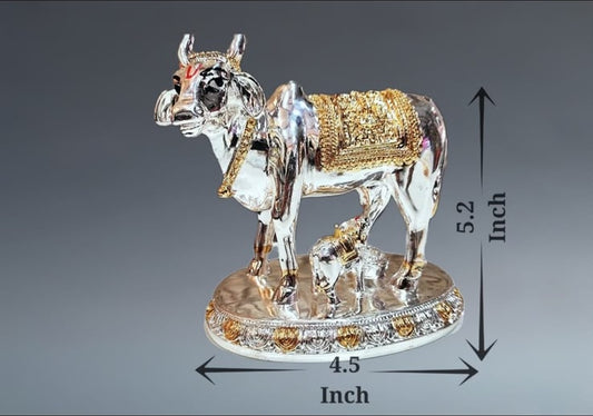 Oval Cow - 5.2 Inch (Silver & Gold)