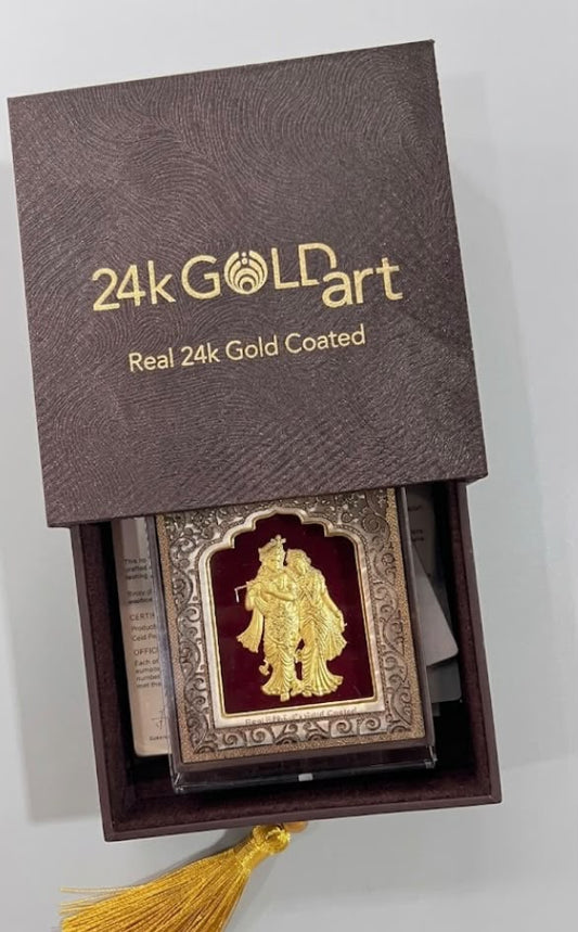 Real 24k Gold Coated Frame - Radha Krishna - Premium Edition - 3 Inch