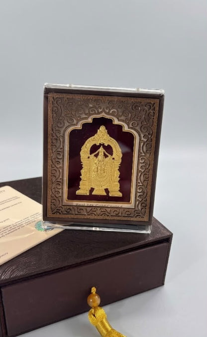 Real 24k Gold Coated Frame - Lord Venkateshwar - Premium Edition - 3 Inch